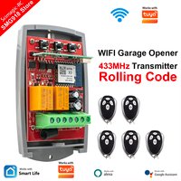 Smart Wifi Universal Garage Door Receiver Switch 2CH Remote Control Gate Opener & 433.92mhz Rolling Code RF Works with Tuya