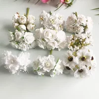 6/10/12/20/24/200pcs White Hybrid Flower Cherry Stamen Berries Bundle DIY Cake Christmas Wedding Gifts Box Wreaths Decor