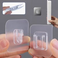 60-2pcs Double-Sided Hooks Strong Adhesive Transparent Traceless Wall Hook for Kitchen Bedroom Storage Holder Plug Socket Hanger