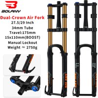 Bolany 27.5/29 Inch Double Shoulder Rebound Adjustment MTB Mountain Bike Air Fork Boost Fork Thru Axle 180mmTravel DH AM Bicycle