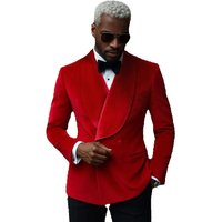Luxury Men's Suits Velvet Double Breasted Shawl Lapel Slim Fit 2 Piece Jacket Pants Outfits Prom Party Male Clothing Costume