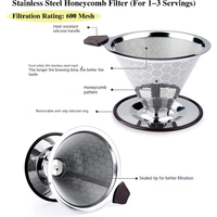 Double-Layer 600 Mesh Coffee Filter - Reusable 304 Stainless Steel Pour-Over Funnel, Drip-Style Paperless Coffee Making Tool