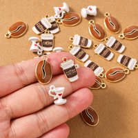 10pcs Cute Enamel Coffee Cup Pendants Charms for Jewelry Making Necklace Earrings Bracelet DIY Accessories Supplies