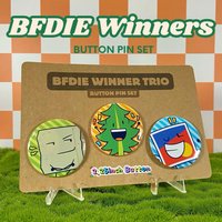 BFDIE Winners Trio 3Pcs 2.25 Inch Button Pin Set, Game Cosplay Round Tin Badge Brooch, Backpack Jacket Decor, Fan Collectible