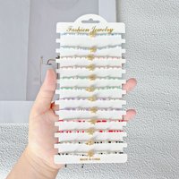 12Pcs/Set Colorful Rice Beads Bracelets Gold Flower Charm Adjustable Braided Bracelet Set For Women Bohemian Summer Beach Friend