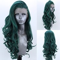 Green Lace Front Wig 13x4 Natural Hairline Long Body Wave Synthetic Hair Wig for Women Daily Use Party Wig Glueless Frontal Hair