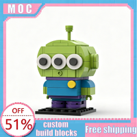 125 PCS Three Eyed Alien Brick Head MOC Building Blocks Cartoon Character Model DIY Assembly Collection Birthday Festival Gifts