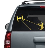 Space Wars Car Laptop Stickers X-Wing vs Tie Fighter Fight Decal Sticker For Car Window Decoration Removable Vinyl Decals