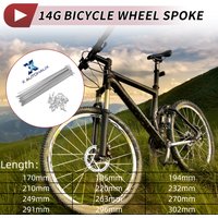 X Autohaux 36 Set 14G J Bend Bicycle Spokes Length 170mm 185mm 194mm 210mm 220mm 232mm 249mm 263mm 270mm 291mm 296mm 302mm