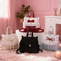 2025 Autumn New Japanese Bud Tied Sweet Cute Bow Lace Lolita Backpack Sweetheart Girl Fashion Casual Small Backpack for Women