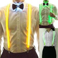 LED Suspender Light Up LED Bow Tie Illuminated Belt Clips-on Braces Vintage Novelty Elastic Adjustable Suspender For Club Patry