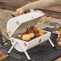 Portable Charcoal BBQ Grill Stove with Dual Side Design Outdoor Camping Barbecue Cooker Heavy-Duty Camping Cooking Supplies