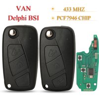 Clé de voiture télécommandée pliable Jingyuqin pour VAN Fiat Fiorino 500 Doblo Grande Punto Punto Evo Punto Qubo 2/3BTN 433MHz PCF7946 Delphi BSI