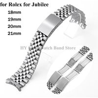 18mm 19mm 20mm 21mm Stainless Steel Watch Strap for Rolex for Jubilee Bracelet Curved End Steel Strap Folding Buckle Accessories