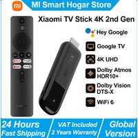 Xiaomi TV Stick 4K 2e generatie, draagbare streaming media, Netflix Dual-band WiFi 6 Google Assistent, BT5.2 Smart TV Dongle, 360 ° Bluetooth-stembe