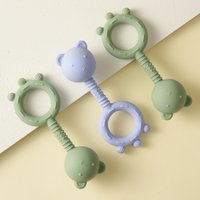 1PCS Baby Silicone Teether Toys Cartoon Bear Shape Baby Rattle Toys Hand Grip Baby Toys Pure Color Baby Shower Gift