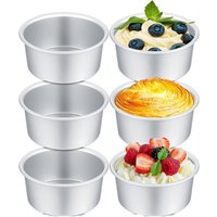 1/2/4/6pack Fixed 4 Inch Cake Pan Nonstick Aluminum Small Round Cake Baking Pans Molds for Cheese, Pizza, Quiche, Home Party