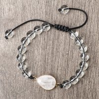 Women Quartz Bead Bracelet Transparent Water Drop Shape Handmade Adjustable Rhombus Pendant Bracelet&Bangle Friend Yoga Jewelry