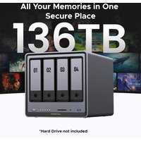 NASync DXP4800 Plus 4-Bay NAS Gold 8505 16GB DDR5 10GbE/2.5GbE Dual M.2 NVMe 4K Multimedia Network Storage
