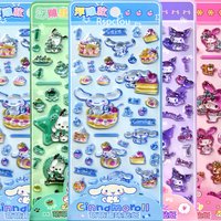 4pcs Cute Sanrio 3D Crystal Stickers Aesthetic Cartoon Decoration Decals Pochacco Cinnamoroll My Melody Kuromi Relief Sticker