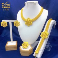 Dubai Indian African Net Chan iNecklace Earrings Jewelry Set For Women Gold Plated Nigeria Bridal Wedding Party Gift Jewellery
