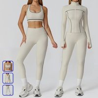 Winter Gym Sports Suit Zipper Jacket Leggings 2PCS Yoga Set Women Slim Fit Running Set Outfits Tight Fitness Workout Tracksuit