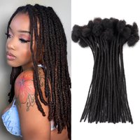 6-28 Inch 100% Human Hair Inter Loc Extensions 0.6cm Width Full Handmade Dreadlock Extensions for Men Women Kids Can Be Dye