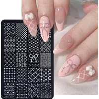 3D Lace Flowers Bow Nail Template Kawaii Rabbit Bear Heart Rose Pattern Transfer Printing Stamping Plate Elegant Manicure Tools