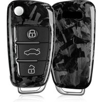 Key Fob Cover with Keychain Fits Audi Q3 2024 A3 A4 A6 S3 S4 RS3 RS4 RS6 R8 TTS 2005 2010 2013 Flip Blade Key Real Carbon Fiber