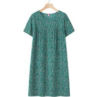 New Plus-Size Nightgown, Short-Sleeve Nightgown for Middle-Aged and Elderly Women, Summer Thin Version, Loose Home Dress for Mom