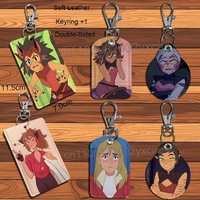 Adora Catra She-Ra Rectangle ID Card Case Keychain Access Card Bag Key Tag Ring Leather Card Holder Key Ring Access