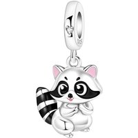 CYCUFF 925 Sterling Silver Raccoon Animal Charms Beads Pendant Fit DIY Bracelet Necklace Jewelry Souvenir Gifts
