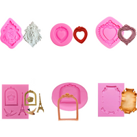 Heart Shape Frame Border Silicone Molds DIY Cupcake Topper Fondant Cake Decorating Tools Candy Clay Chocolate Gumpaste Moulds