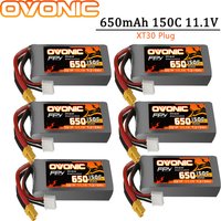 1-6PCS OVONIC 650mAh 150C 11.1V Lipo Battery With XT30 Plug For RC Helicopter Quadcopter FPV Racing Drone Parts Battery