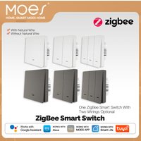 MOES Tuya ZigBee Smart Light Switch No Neutral Required No Capacitor Smart Life 2/3 Way Alexa Google Home