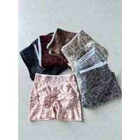 Women Leopard Print Shorts Slim Seamless Leggings High Waist Sexy Hip Liftting Knit Gym Running High Elastic Yoga Shorts