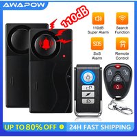 AliExpress NONE Awapow Wireless Vibration Bike Alarm With Remote Control Anti-Theft Door And Window Alarm 110dB Loud Home Bicycle Security