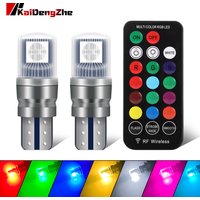 Remote Control With 2pcs RGB T10 W5W LED 194 168 5050 12v Car Dome Reading Light Automobiles Corner Lamp RGB LED Bulb