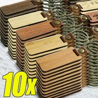 1/10Pcs Wooden Keychain Blank Engravable Bag Ornaments Charms with Leather Strap Natural Wooded Key Ring DIY Craft Accessories