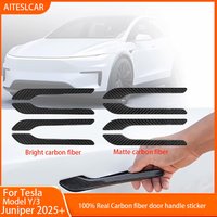 For Tesla Model Y Juniper 2025 Model 3 Accessories Real Carbon Fiber Door Handle Cover Frame Sticker Exterior Trim Bodykit