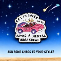 Cartoon Pink Car Enamel Pin Cool Girl Badges Backpack Brooches For Women Hat Collar Lapel Pins Cosplay Accessories Toys Gifts
