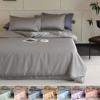 Housse de couette en soie de mûrier 1 pièce, couleur unie, lisse, avec fermeture éclair, pour lit double, king ou queen