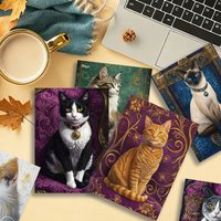 16pcs,Vintage Gorgeous Hand-drawn Cats Postcards,HD Printed, birthday/anniversary gifts, collectibles, suitable for gift-giving