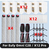 Compatible For ( Eufy Omni C28 / Omni X12 Pro ) Replacement Parts Accessories Main Side Brush Roller Mop Dust Bag Filter