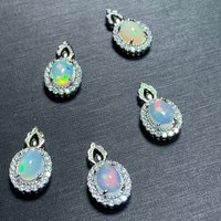60 OVAL Natural Opal Pendant Necklace Fine Jewelry Handmade Stones Wholesale Healing Energy Gift Lucky Jewelry