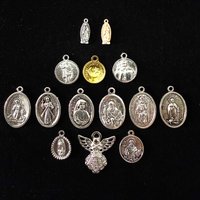 10pcs Catholic Patron Saint Medals Charms Virgin Mary Guardian Angel for DIY Rosary Jewelry, Single Style Per Pack