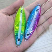 1PC Slow JIg Lure 80g100g UV Glow Fishing Jig Metal Falling Angler Luminous Hard Bait Sinking Jigging Pesca Fishing Lure