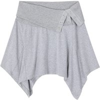 Y2K Grey Foldover Asymmetrical Skirt Women Button Detail High Waist Irregular Hem Mini Skirt