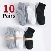 10Pairs/Lot Men's Socks Business Solid Color Black White Casual Office Work Breathable Deodorant Sports Mid-calf Socks EU38-44
