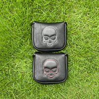 1pc Golf club protective cover, putting head cover, red face and white face skull design, magnet closure, durable and stylish